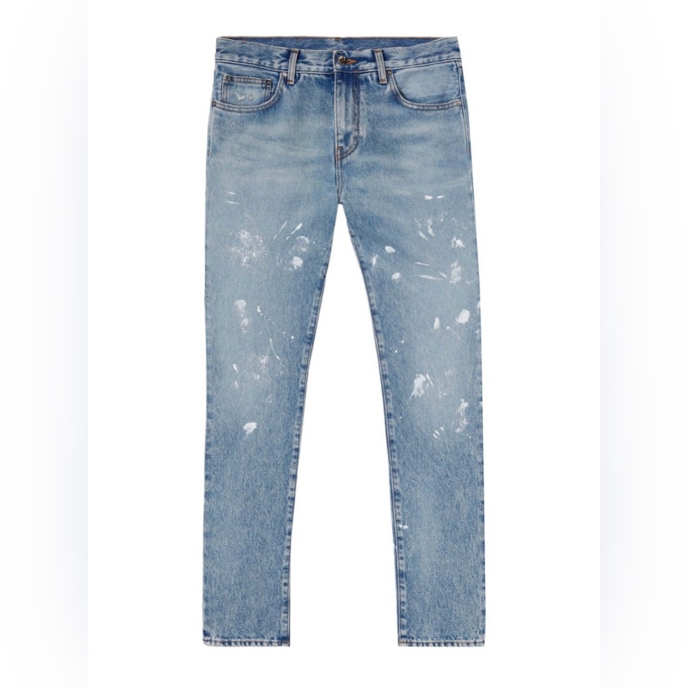 Off-White Diagonal Stripe Distressed Jeans
